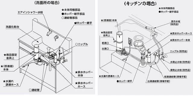 参考配管例,魔法びん電気即湯器,REQ02A