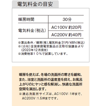 TYR1014BD_電気料金の目安